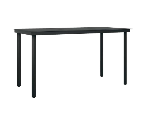 Juego de comedor jardín 5 piezas cojines ratán sintético negro