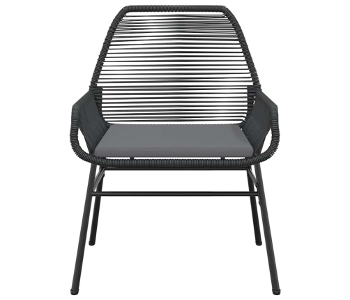 Juego de comedor jardín 5 piezas cojines ratán sintético negro