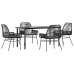 Juego de comedor jardín 5 piezas cojines ratán sintético negro
