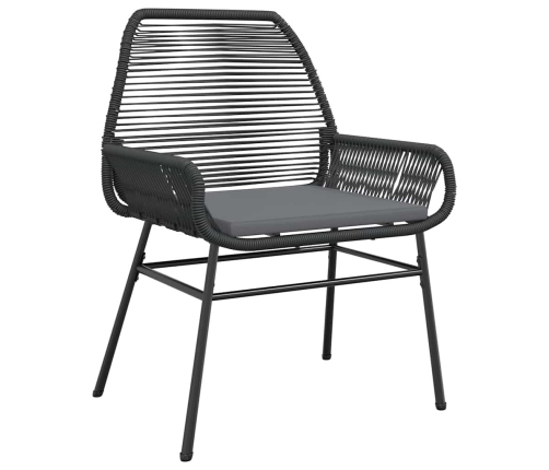 Juego de comedor jardín 5 piezas cojines ratán sintético negro