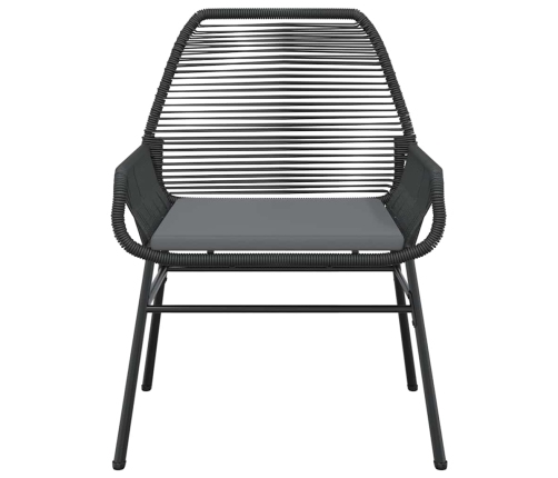 Juego de comedor jardín 5 piezas cojines ratán sintético negro
