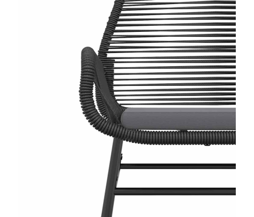 Juego de comedor jardín 5 piezas cojines ratán sintético negro