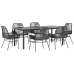 Set de comedor de jardín 7 piezas cojines ratán sintético negro