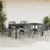 Set de comedor de jardín 7 piezas cojines ratán sintético negro
