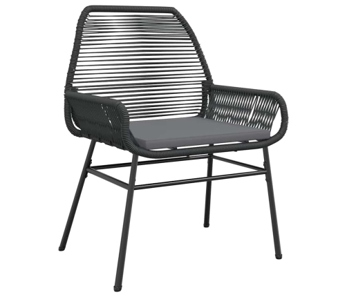 Set de comedor de jardín 7 piezas cojines ratán sintético negro