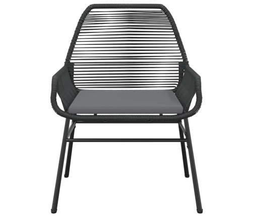 Set de comedor de jardín 7 piezas cojines ratán sintético negro