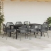 Set de comedor jardín 9 piezas cojines ratán polivinílico negro