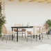 Juego de comedor jardín 5 piezas cojines ratán sintético marrón