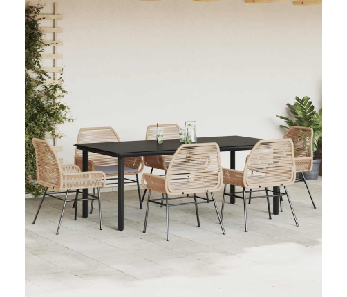Juego de comedor de jardín 7 pzas con cojines ratán PE marrón