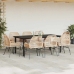 Juego comedor jardín 9 pzas cojines ratán sintético marrón