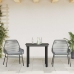 Juego comedor jardín 3 pzas cojines ratán sintético vidrio gris
