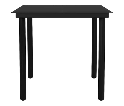 Juego comedor jardín 3 pzas cojines ratán sintético vidrio gris