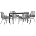 Juego comedor jardín 5 pzas cojines ratán sintético vidrio gris
