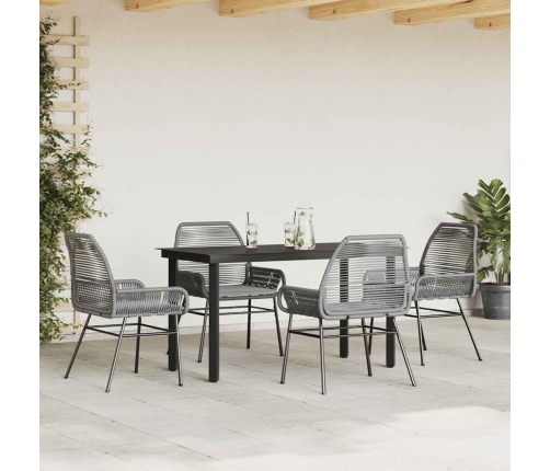Juego comedor jardín 5 pzas cojines ratán sintético vidrio gris