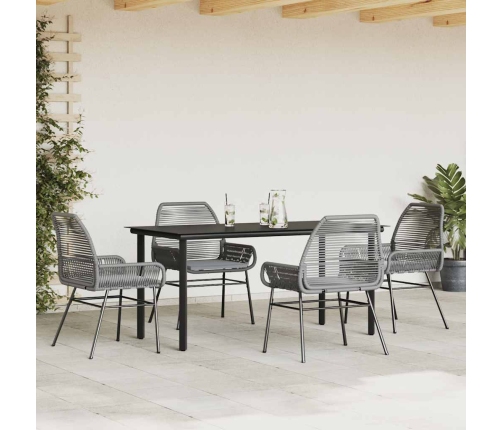 Juego comedor jardín 5 pzas cojines ratán sintético vidrio gris