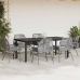 Juego comedor jardín 7 pzas cojines ratán sintético vidrio gris