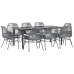 Juego comedor jardín 9 pzas cojines ratán sintético vidrio gris