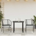 Set comedor jardín 3 pzas cojines ratán sintético vidrio negro