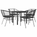 Juego de comedor jardín 5 piezas cojines ratán sintético negro