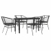 Juego de comedor jardín 5 piezas cojines ratán sintético negro