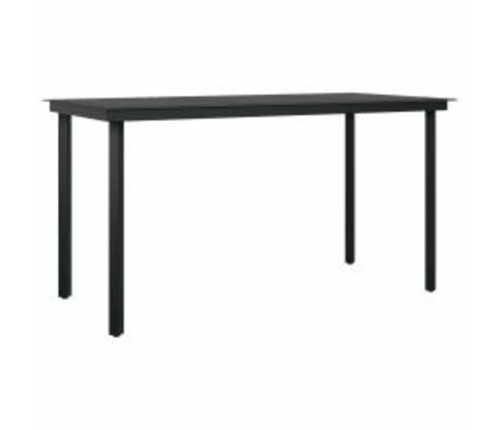 Juego de comedor jardín 5 piezas cojines ratán sintético negro