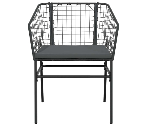 Juego de comedor jardín 5 piezas cojines ratán sintético negro