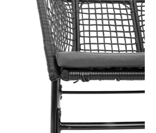 Juego de comedor jardín 5 piezas cojines ratán sintético negro