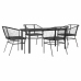 Juego de comedor jardín 5 piezas cojines ratán sintético negro
