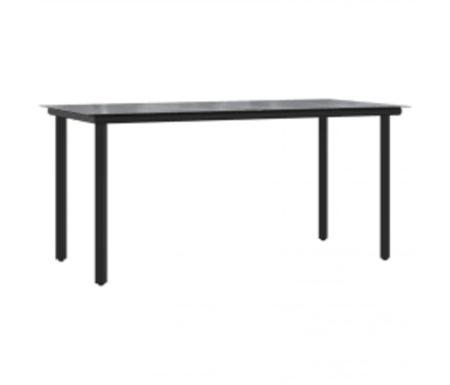 Juego de comedor jardín 5 piezas cojines ratán sintético negro