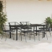 Set de comedor de jardín 7 piezas cojines ratán sintético negro