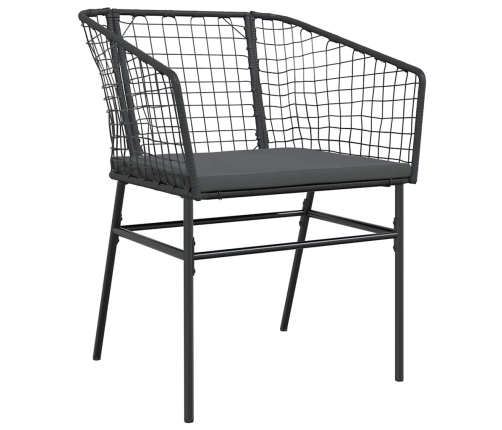 Set de comedor de jardín 7 piezas cojines ratán sintético negro