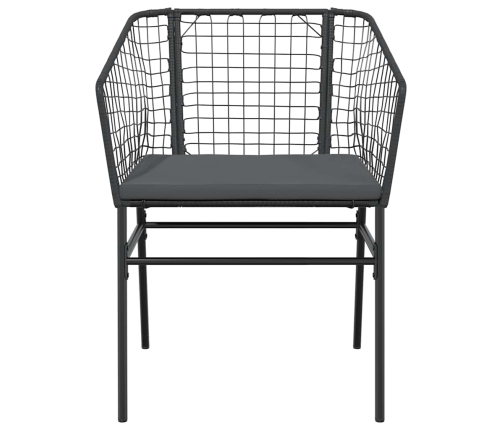 Set de comedor de jardín 7 piezas cojines ratán sintético negro