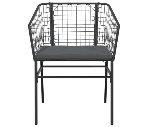 Set de comedor jardín 9 piezas cojines ratán polivinílico negro