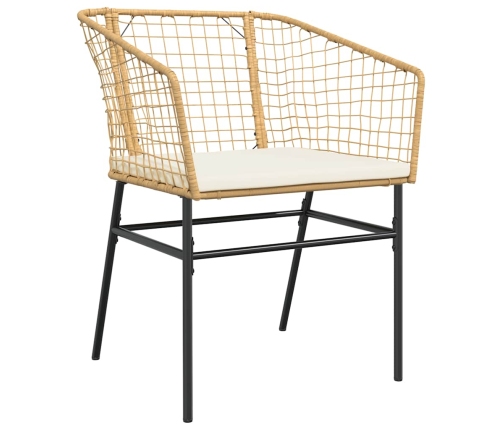 Juego de comedor jardín 5 piezas cojines ratán sintético marrón