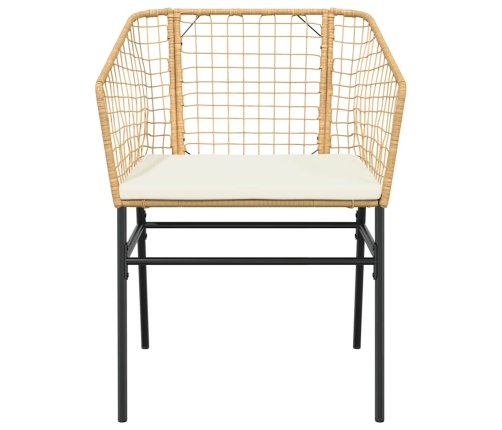 Juego de comedor jardín 5 piezas cojines ratán sintético marrón