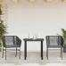Set comedor jardín 3 pzas cojines ratán sintético vidrio negro
