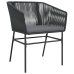 Set comedor jardín 3 pzas cojines ratán sintético vidrio negro