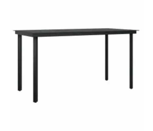 Juego de comedor jardín 5 piezas cojines ratán sintético negro