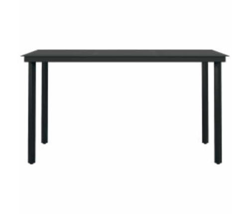 Juego de comedor jardín 5 piezas cojines ratán sintético negro