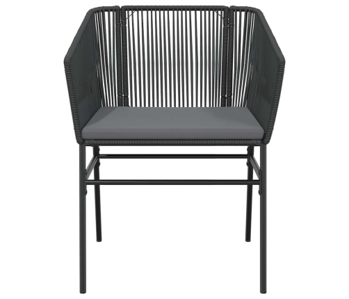 Juego de comedor jardín 5 piezas cojines ratán sintético negro