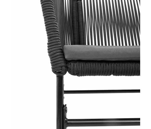 Juego de comedor jardín 5 piezas cojines ratán sintético negro