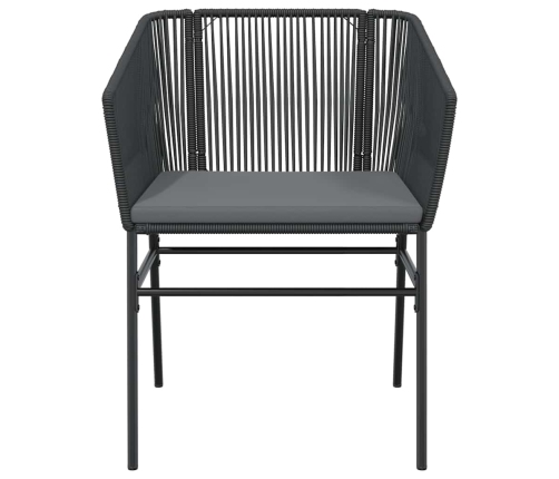 Juego de comedor jardín 5 piezas cojines ratán sintético negro