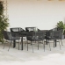 Set de comedor de jardín 7 piezas cojines ratán sintético negro