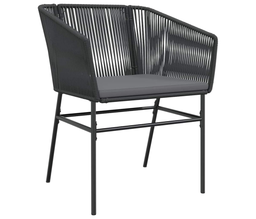 Set de comedor de jardín 7 piezas cojines ratán sintético negro