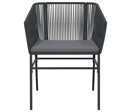 Set de comedor de jardín 7 piezas cojines ratán sintético negro