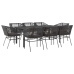 Set de comedor jardín 9 piezas cojines ratán polivinílico negro