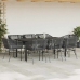 Set de comedor jardín 9 piezas cojines ratán polivinílico negro