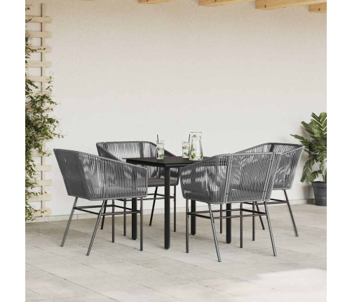 Juego comedor jardín 5 pzas cojines ratán sintético vidrio gris