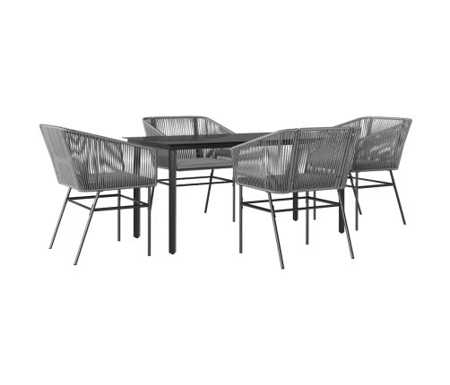 Juego comedor jardín 5 pzas cojines ratán sintético vidrio gris
