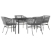 Juego comedor jardín 5 pzas cojines ratán sintético vidrio gris